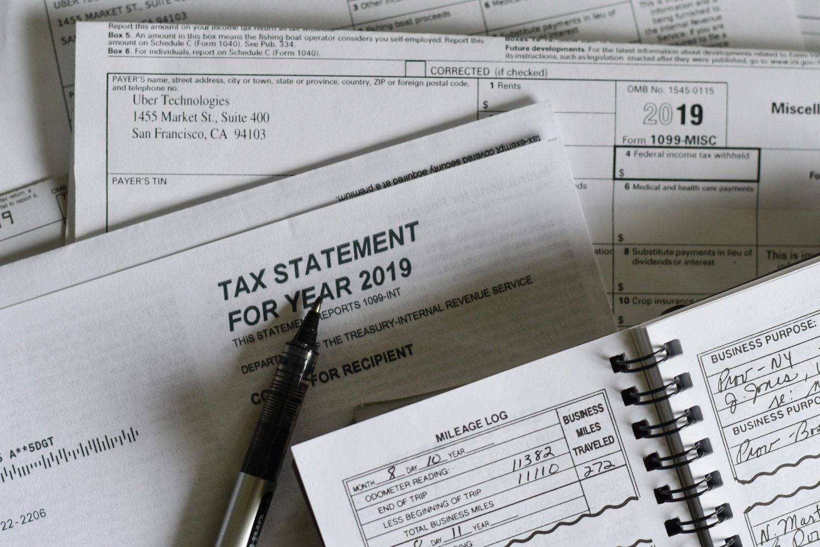 IRS tax statement paperwork on a desk